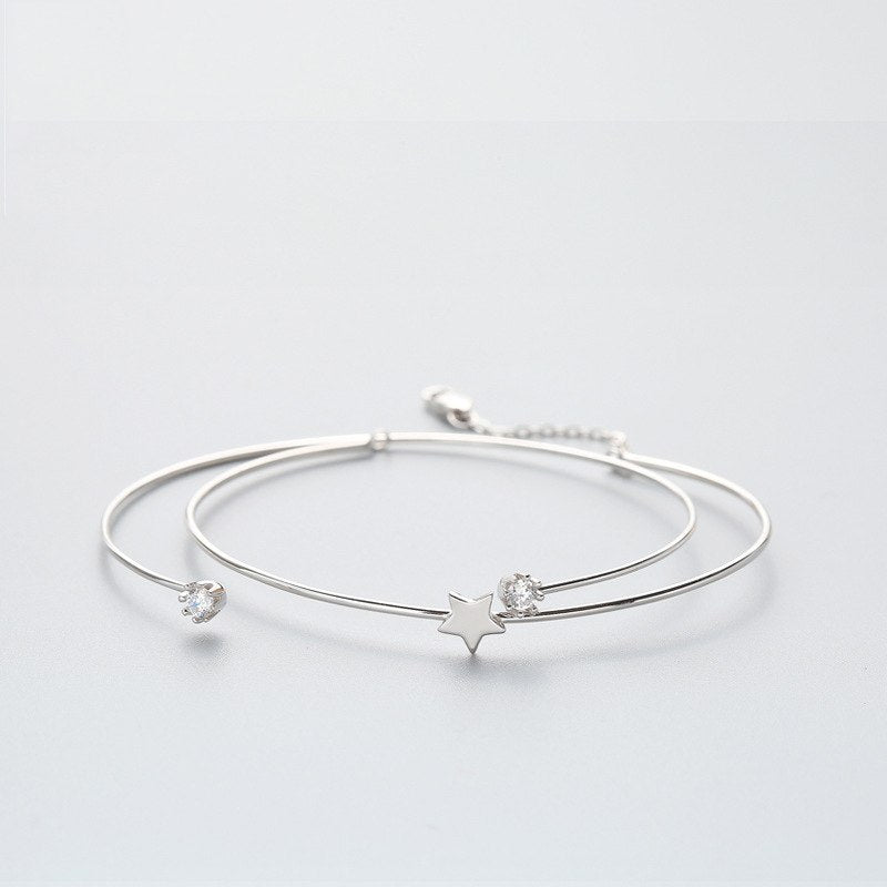 Authentic 925 Sterling Silver Style Star Zircon Bracelet 2020 Fine Jewelry Gold Color For Women Party Accessories Gift