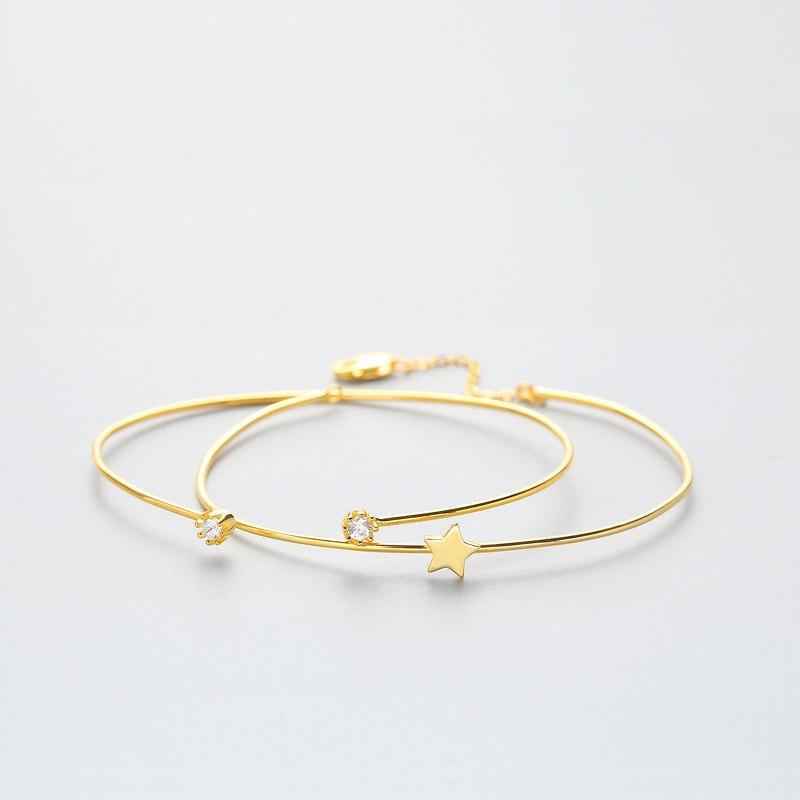 Authentic 925 Sterling Silver Style Star Zircon Bracelet 2020 Fine Jewelry Gold Color For Women Party Accessories Gift