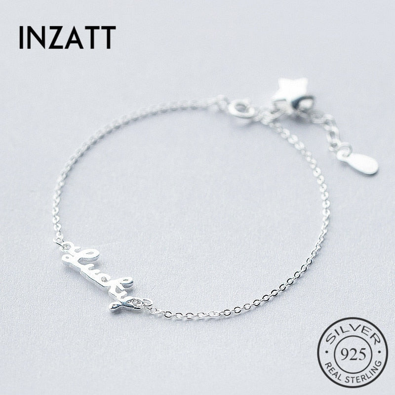 Classic Letter Lucky Star Bracelet Real 925 Sterling Silver Accessories For Women Metal Chain Link Fine Jewelry Gift