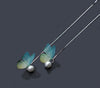 Elegant Three Colors Butterfly Pearl Dangle Drop Earrings 925 Sterling Silver Chain tassel Boho Fine Jewelry For Women