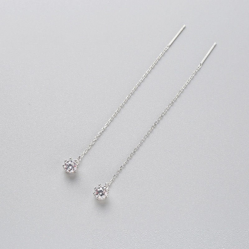 Exquisite ZIrcon Cross Leaf Dangle Drop Earrings Charm 925 Sterling Silver Fine Jewelry Long Tassel Metal Chain For Women