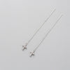 Exquisite ZIrcon Cross Leaf Dangle Drop Earrings Charm 925 Sterling Silver Fine Jewelry Long Tassel Metal Chain For Women
