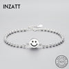 Face 925 Sterling Silver Punk Beads Chain Smile Face Bracelet Minimalist Fine Jewelry For Women Party Trendy Accessories