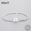 Geometric Glossy Round Hollow Letter S Bracelet Real 925 Sterling Silver For Women Metal Chain Link Fine Jewelry Gift