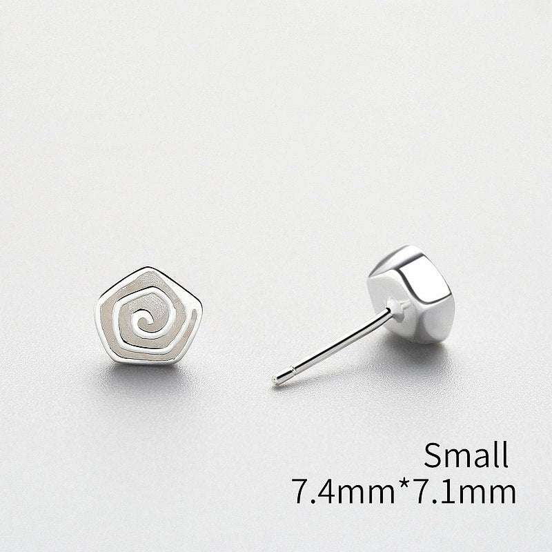 High Quality 925 Sterling silver Stud Earrings Geometric Spiral Minimalist Fine Jewelry For Women party Men Earrings Gift
