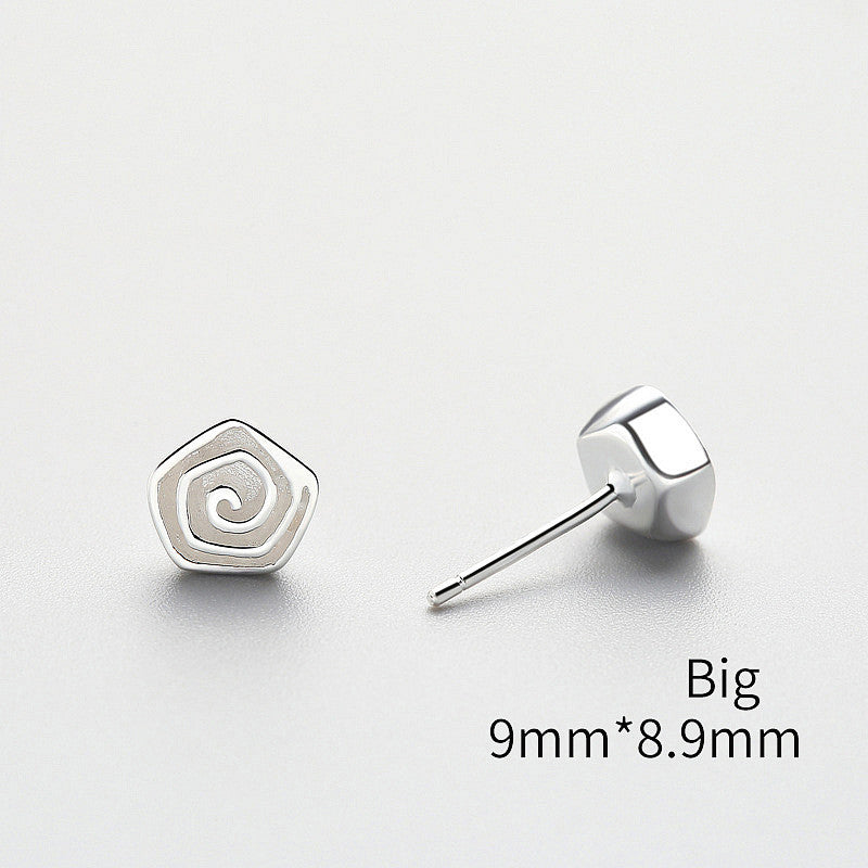 High Quality 925 Sterling silver Stud Earrings Geometric Spiral Minimalist Fine Jewelry For Women party Men Earrings Gift