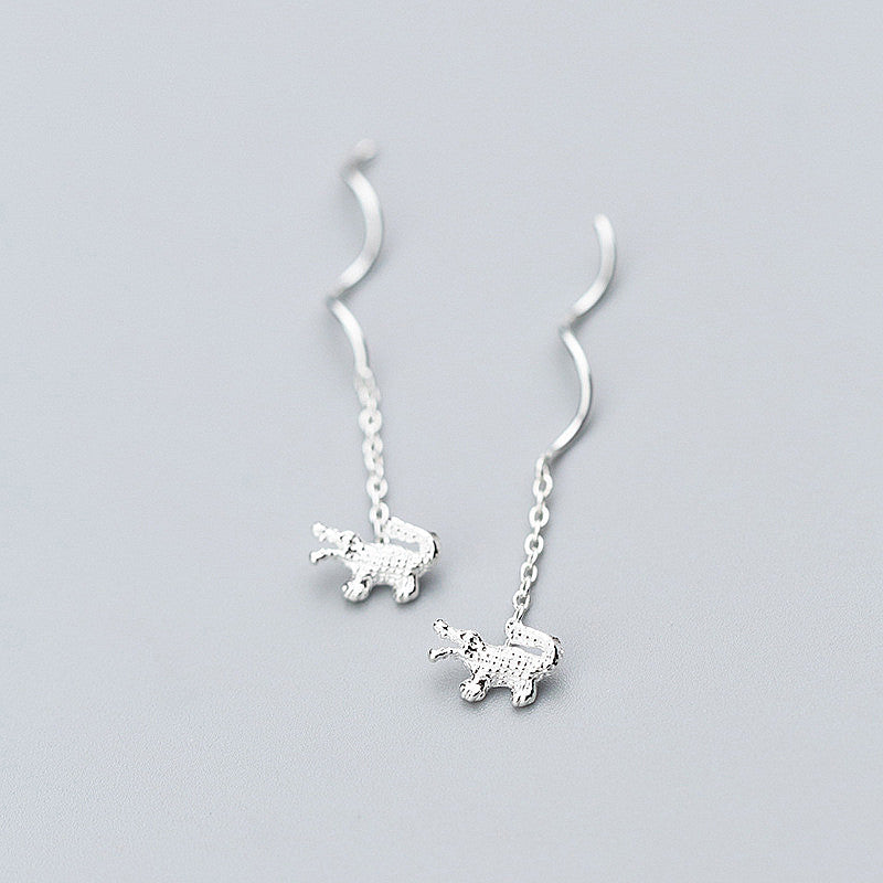 Hyperbole Real 925 Sterling silver Short Chain Tassel Crocodile Drop Earrings 2020 Fine Jewelry For Women Accessories