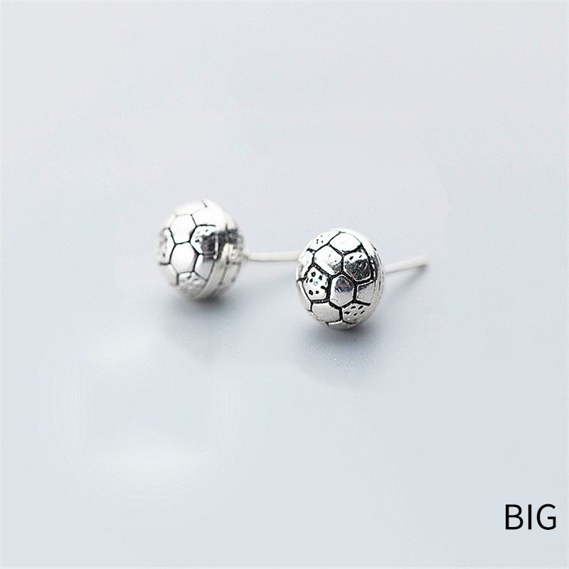 Minimalist 2020 Real 925 Sterling Silver Sport Football Stud Earrings For Women Fine Jewelry Personality Accessories