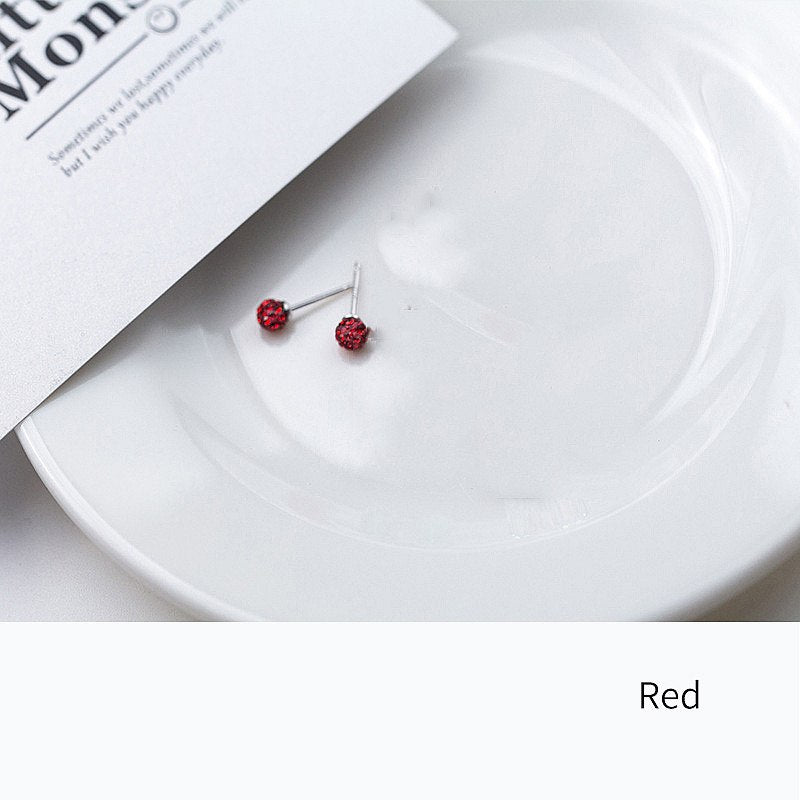 Minimalist Full Zircon Ball Stud Earrings Five Colors Style For Women And Men Party Fine Jewelry Personality Accessories