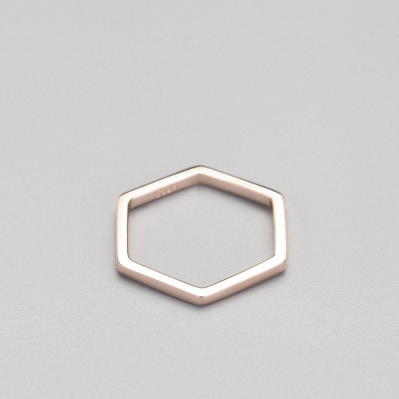 Minimalist Geometric Polygon Ring Genuine 925 Sterling Silver Fine Jewelry For Charm Women Birthd party Gift Bijoux