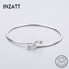 Minimalist Geometric Round Clean surface Bracelet Real 925 Sterling Silver Fine Jewelry For Women Anniversary Accessories