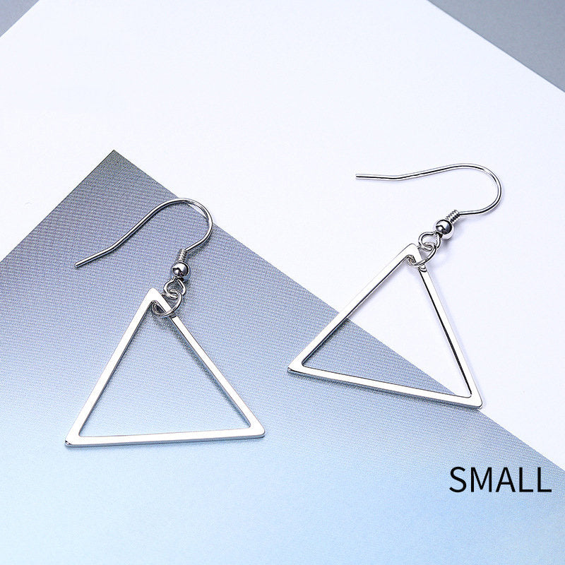 Minimalist Geometric Triangle Dangle Drop Earrings Charm 925 Sterling Silver Fine Jewelry Two Styles For Women Party Gift