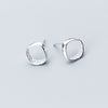 Style Simple Sqare Real 925 Sterling Silver Stud Earrings Chic Bright Crystal Women Fine Jewelry Accessories For Gift