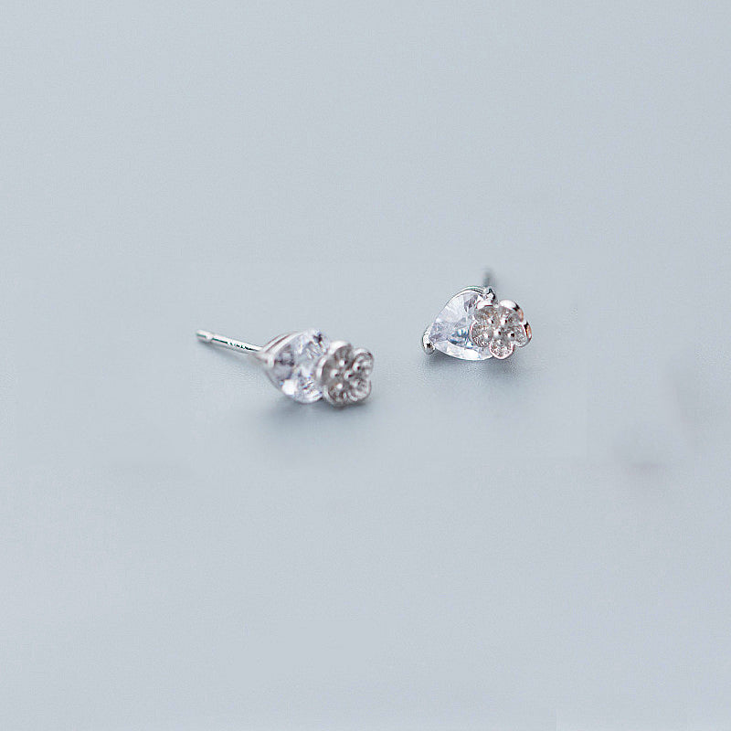 Personality Crystal Flower Stud Earrings 2020 Charm 925 Sterling Silver Fine Jewelry For Women Party Cute Accessories
