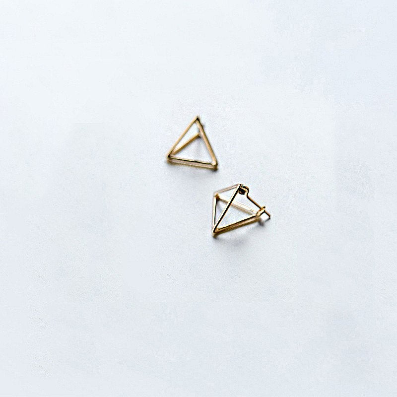 Punk MInimalist Geometric Triangle Hoop Earrings Charm 925 Sterling Silver Fine Jewelry For Women Personality Accessories