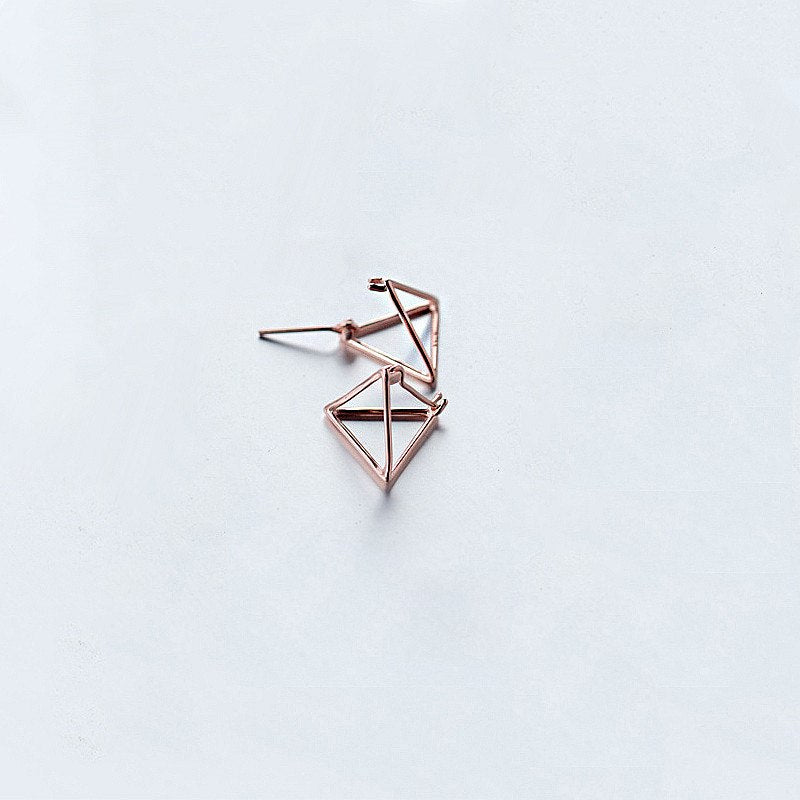 Punk MInimalist Geometric Triangle Hoop Earrings Charm 925 Sterling Silver Fine Jewelry For Women Personality Accessories
