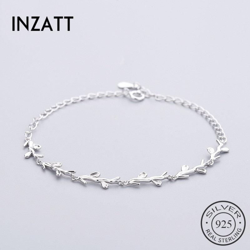 Real 925 Sterling Silver Branch Leaves Bracelet Minimalist Fine Jewelry For Women Engagement Party Cute Accessories Gift