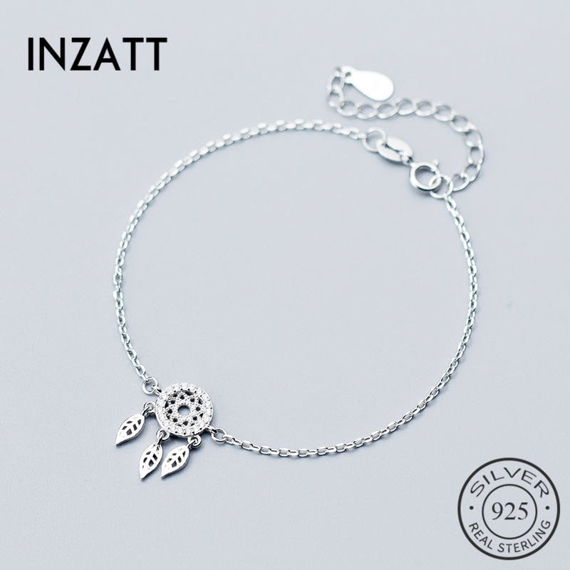 Real 925 Sterling Silver Dreamcatcher Feather Pretty Bracelet Fine Jewelry For Women Engagement Party Accessories Gift