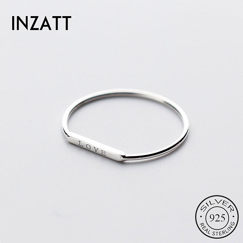 INZATT Real 925 Sterling Silver Love Letter Ring For Fashion Women Party Cute Fine Jewelry Minimalist Accessories 2020 Gift