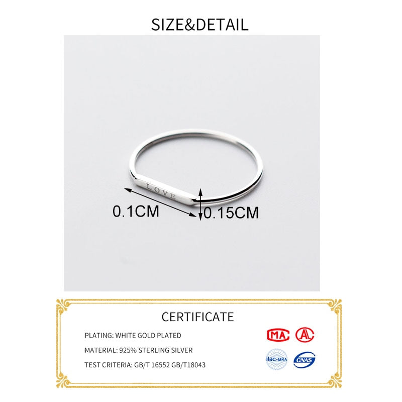 INZATT Real 925 Sterling Silver Love Letter Ring For Fashion Women Party Cute Fine Jewelry Minimalist Accessories 2020 Gift
