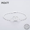 Real 925 Sterling Silver Minimalist Heart Bracelet Fine Jewelry For Women Engagement Party Romantic Accessories Cute Gift