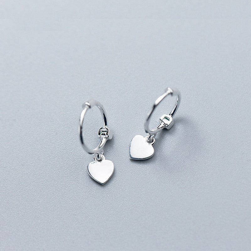 Real 925 Sterling Silver Star Cross Beads Heart Pendant Hoop Earrings For Women Party Minimalist Trendy Fine Jewelry Gift