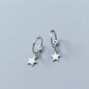 Real 925 Sterling Silver Star Cross Beads Heart Pendant Hoop Earrings For Women Party Prevent Allergy Trendy Fine Jewelry