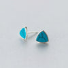 Real 925 Sterling Silver Vintage Turquoise Geometric Triangle Stud Earrings 2020 Fine Jewelry For Women Accessories Gift