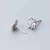 Romantic Zircon Snowflake Stud Earrings 925 Sterling Silver Prevent Allergy Fine Jewelry For Women Birthd Party Bijoux