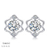 Trendy Real 925 Sterling Silver Zircon Constellation Stud Earrings Party For Women Leo Gemini Aries Fine Jewelry Gift