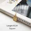 Vintage Geometric Gold Heart Square Pendant Necklace 925 Sterling Silver Fashion Jewelry 45CM 55CM Chain For Women Gift