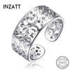 Vintage Hollow Carved Adjustable Ring Authentic 925 Sterling Silver For Women Party Bohemia Fine Jewelry Accessories Gift