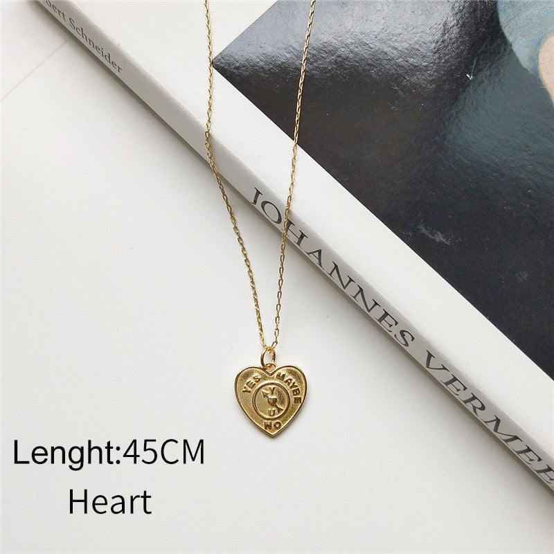Vintage Romantic Heart Geometric Square Pendant Necklace 2020 Real 925 Sterling Silver Fine Jewelry For Women Party Gift
