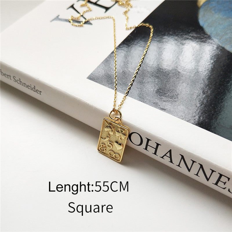 Vintage Romantic Heart Geometric Square Pendant Necklace 2020 Real 925 Sterling Silver Fine Jewelry For Women Party Gift