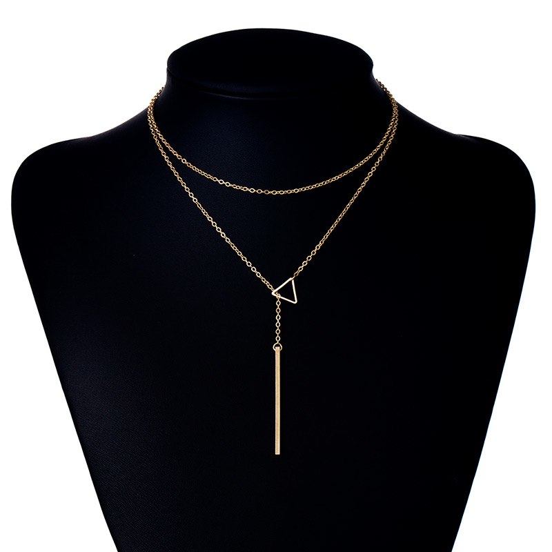 2020 Fashion Gold and Silver Triangle Long Chain Necklace Series Charm Bar Necklace Pendant Women's Gift