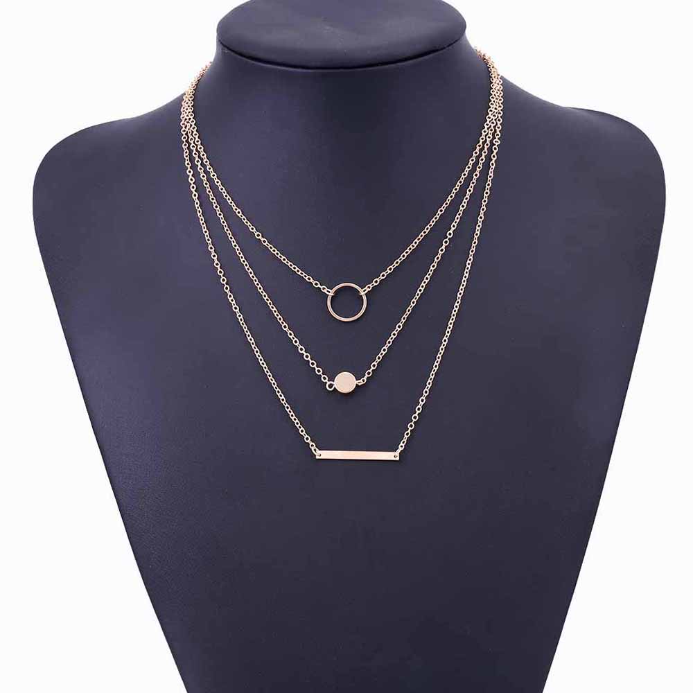 2020 New Fashion Wild Aperture Metal Rods Necklace Gold Silver Layered Necklace For Women Charm Gift
