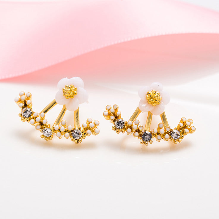Korean Fashion Imitation Pearl Earrings Small Daisy Flowers Hanging After Senior Female Jewelry Wholesale