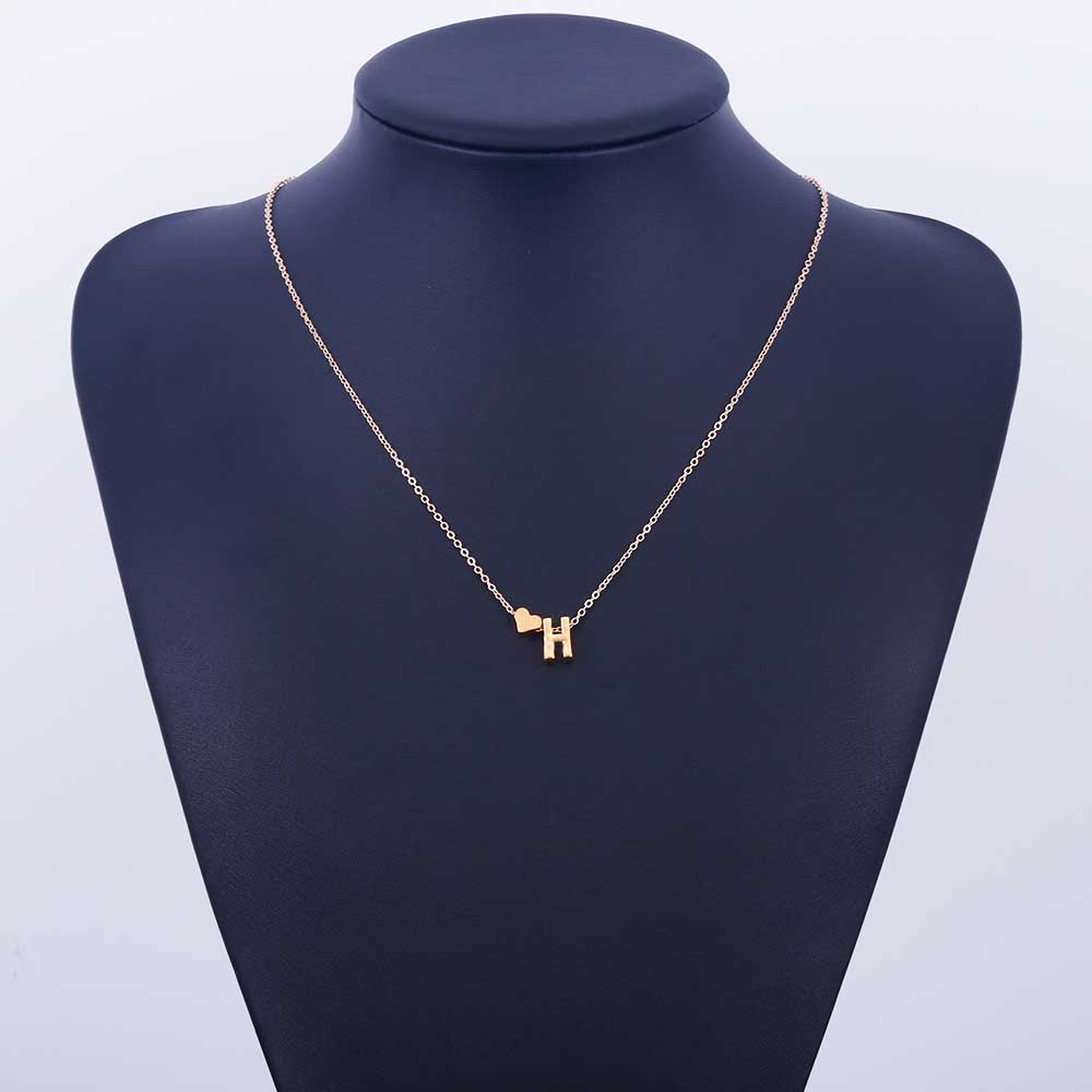 Fashion Personalized love heart Letter Alphabet Pendant Necklace Initial Necklaces Charms For Women Mini Jewelry Chain