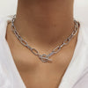 IPARAM Punk Gold Thick Chain OT Clasp Necklace Women Minimalist Chain Toggle Clasp Collar Choker Necklace Jewelry Gift