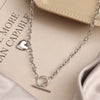 IPARAM Punk Metal Heart OT Buckle Chain Necklace Women's Retro Silver Color Thick Chain Collar Pendant Necklace Bohemian Jewelry