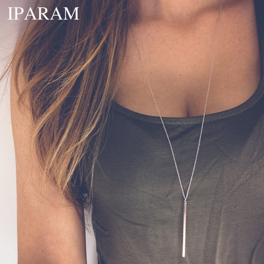 new fashion simple gold and silver chain necklace series charm bar necklace pendant ladies gift