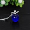 Fashion Crystal Apple Pendant Silver Chain Fruit Necklace For Women Girls Elegant Jewelry Pink Red Blue White Green Opal