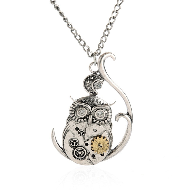Fashion Crystal Key Heart Anchor Pendant Beaded Chain Steampunk Necklace Vintage Steam Punk Costume Jewelry For Women