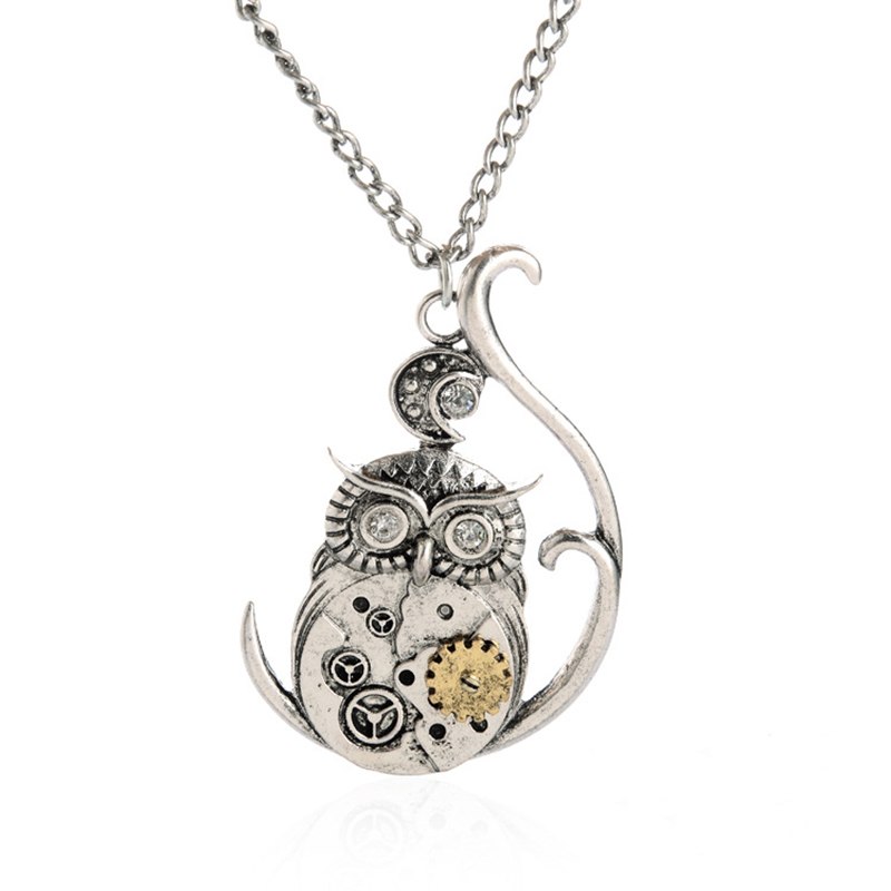 Fashion Crystal Key Heart Anchor Pendant Beaded Chain Steampunk Necklace Vintage Steam Punk Costume Jewelry For Women
