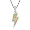 Iced Out AAA Zircon Lightning Pendant & 24" Stainless Steel Rope Chain Necklace Men'S Hip Hop Jewelry Gift