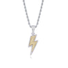 Iced Out AAA Zircon Lightning Pendant & 24" Stainless Steel Rope Chain Necklace Men'S Hip Hop Jewelry Gift