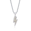 Iced Out AAA Zircon Lightning Pendant & 24" Stainless Steel Rope Chain Necklace Men'S Hip Hop Jewelry Gift