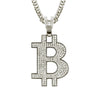 Iced Out Bling Bitcoin Pendant Necklace Dollar Symbol Micro Pave Crystal Zircon Hip Hop Money B Letter Charm Jewelry