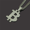 Iced Out Bling Bitcoin Pendant Necklace Dollar Symbol Micro Pave Crystal Zircon Hip Hop Money B Letter Charm Jewelry