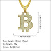 Iced Out Bling Bitcoin Pendant Necklace Dollar Symbol Micro Pave Crystal Zircon Hip Hop Money B Letter Charm Jewelry